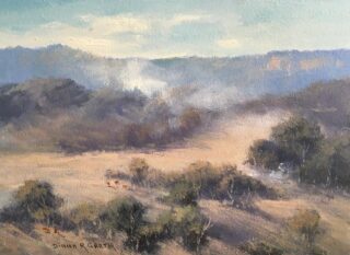 An Oil painting by Diana Garth in the Impressionist style  depicting Landscape Hills and titled Early Mist Hartley
