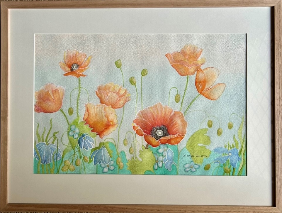 Watercolour Painting by Glenys Gaston titled Orange Orchestra