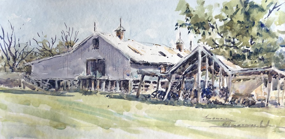 Pastel Painting by Jenny Macnaughton titled The Shearing Shed at Lue Station