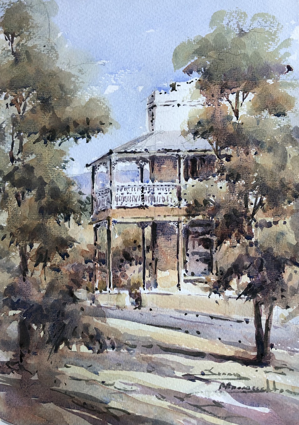 Pastel Painting by Jenny Macnaughton titled Corner of the Pub in Kandos