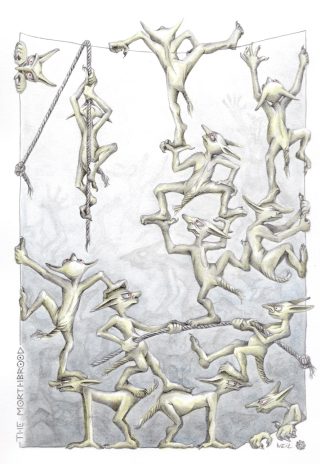 A Mixed Media painting by Linda Weil in the Illustrative style  Fantasy and titled The Morthbrood