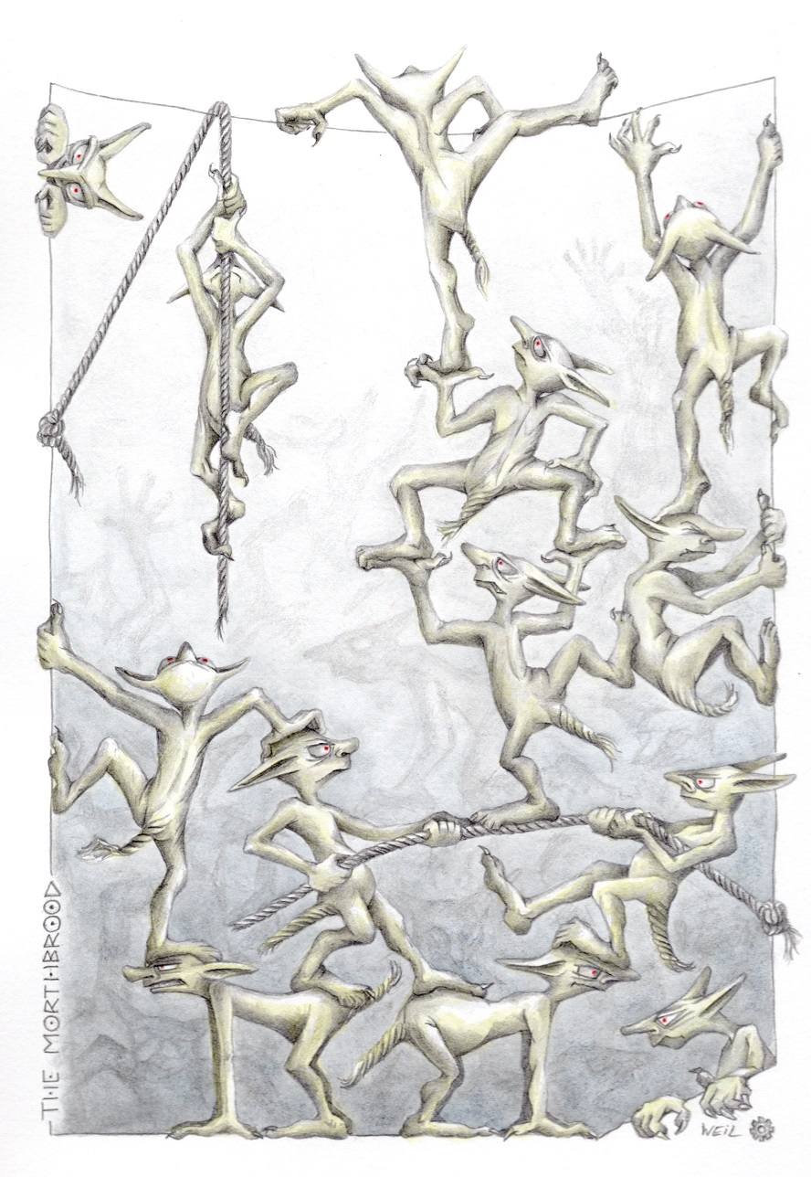 Mixed Media Painting by Linda Weil titled The Morthbrood