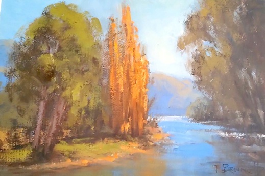 Oil Painting by Trish Bennett titled On the River Tumut