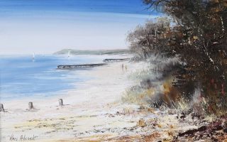 An Oil painting by Keri Adcock in the Impressionist style  depicting Beach and titled Rye Beach