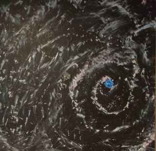 An Acrylic painting by Martin Guinness in the Contemporary style  Night and Sky with main colour being Black and White and titled Galaxy M74