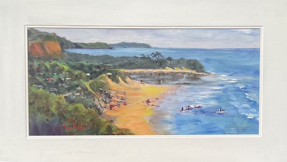 Oil Painting by Lyn Ellis titled Surf School, Anglesea