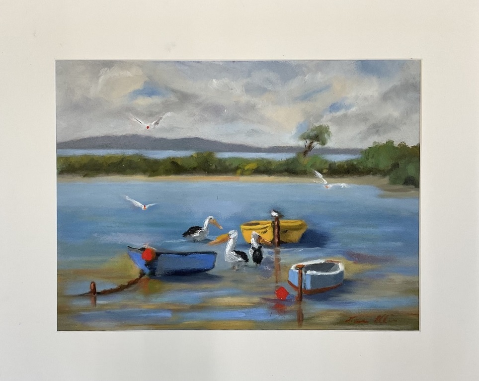 Oil Painting by Lyn Ellis titled Swan Bay Life, Queenscliff