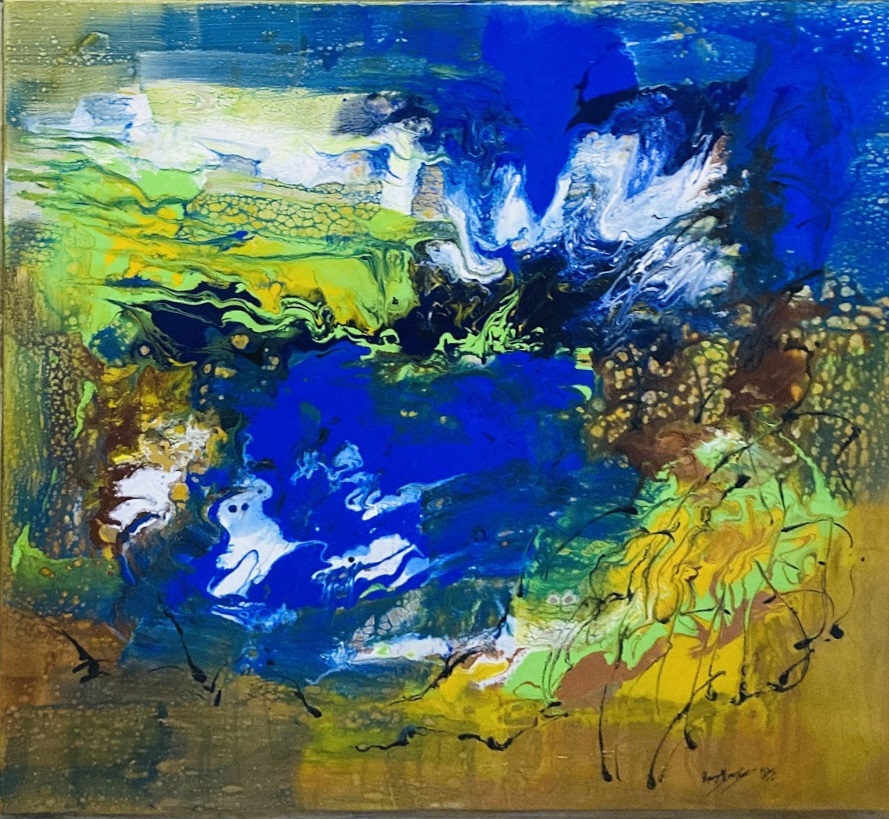 Acrylic Painting by Margaret Morgan Watkins titled Goulburn River at Nagambie