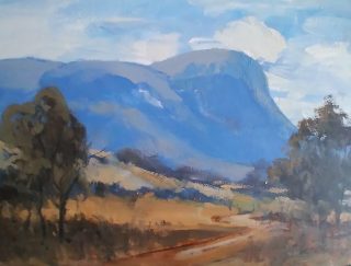 An Oil painting by Trish Bennett in the Impressionist style  depicting Landscape Mountains and Rural and titled Deep in the Valley Capertee
