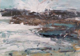A Mixed Media painting by Trish Bennett in the Contemporary style  depicting Seascape Water and Waves and titled Energy of the Sea