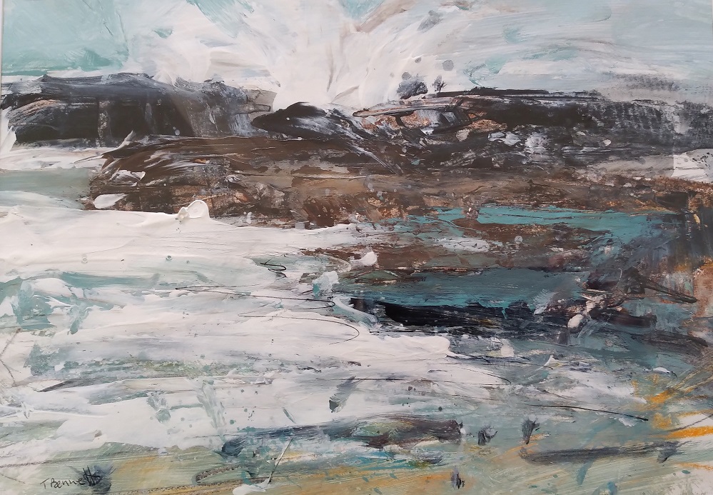 Mixed Media Painting by Trish Bennett titled Energy of the Sea