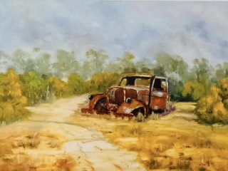 An Oil painting by Lyn Ellis in the Impressionist style  depicting Landscape Outback and Rural and titled Abandoned – Maldon