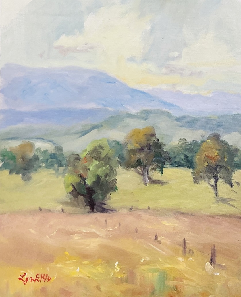 Oil Painting by Lyn Ellis titled Towards Mt. Dandenong