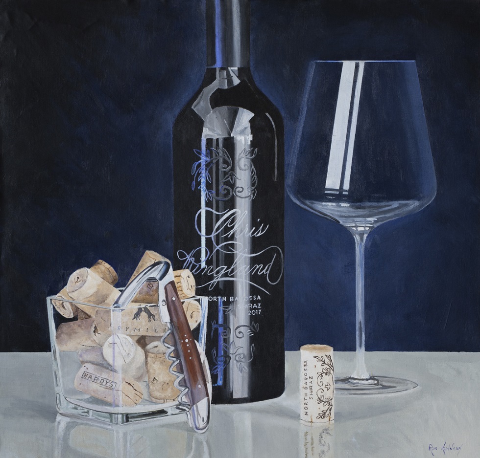 Oil Painting by Rob Kennedy titled North Barossa Shiraz with Corks
