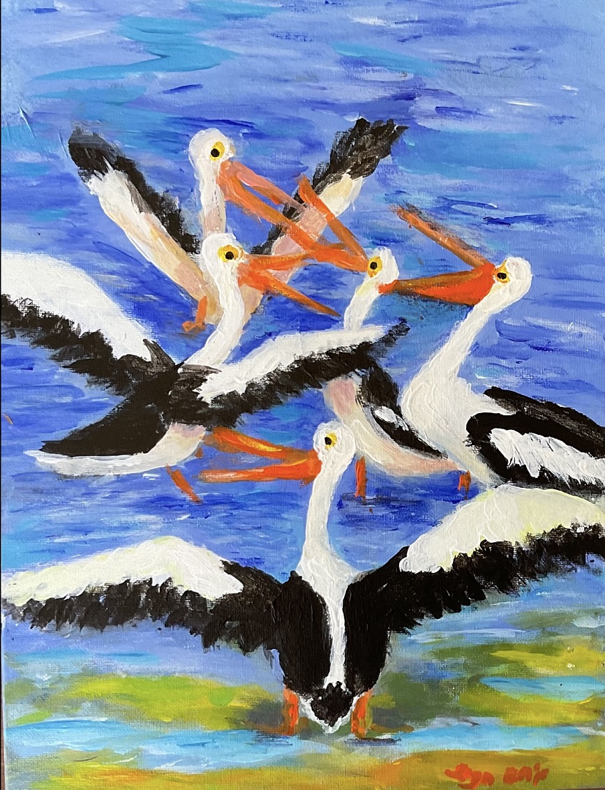 Acrylic Painting by Lyn Ellis titled Waiting for the Catch