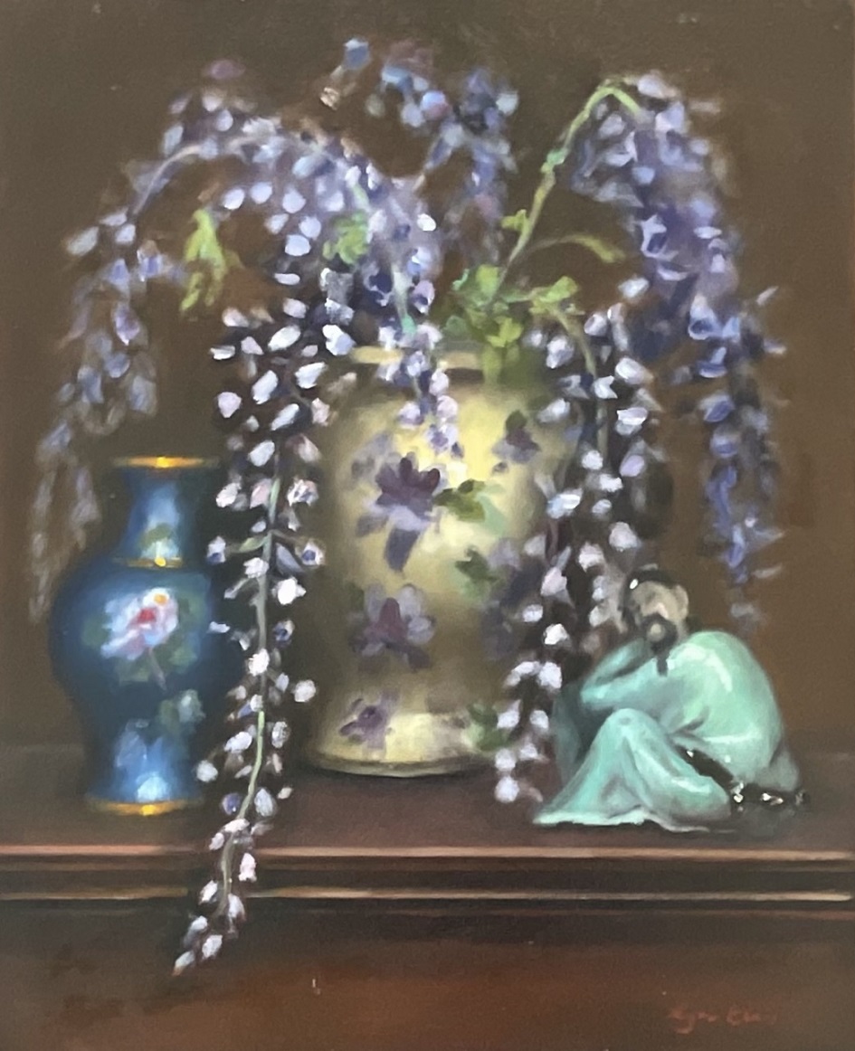 Lyn Ellis-154-Wisteria with Statue