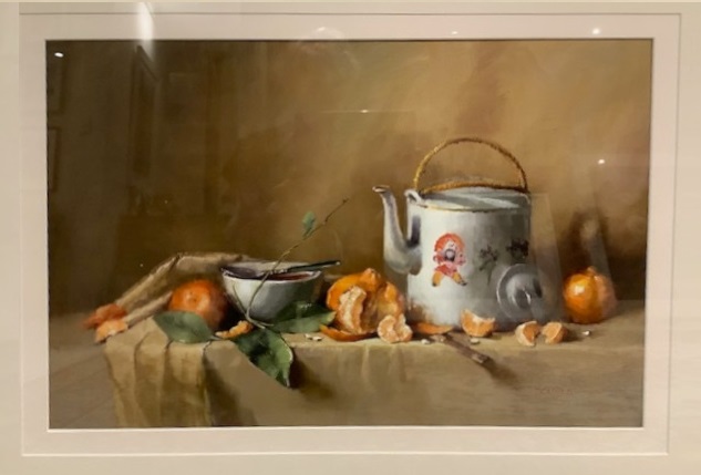 Oil Painting by Joan Denner titled Chinese Teapot and Mandarins
