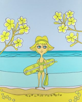 An Acrylic painting by Robert Wale in the Contemporary style  Water and titled Surfer Girl