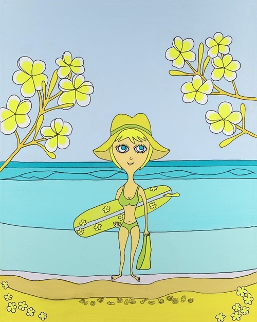 Acrylic Painting by Robert Wale titled Surfer Girl