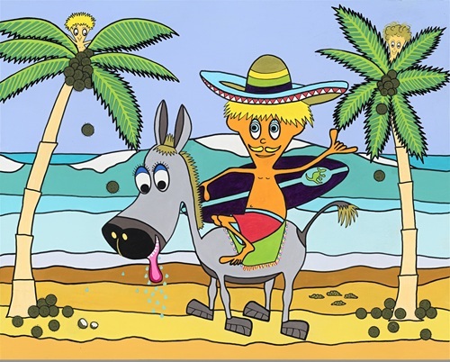 Acrylic Painting by Robert Wale titled Surfin Surfari