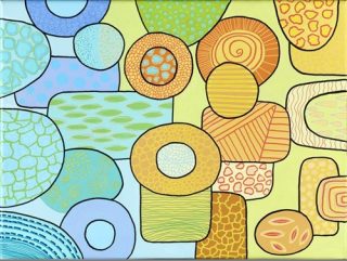 An Acrylic painting by Robert Wale in the Contemporary style  with main colour being Blue and Orange and titled Earth Fusion