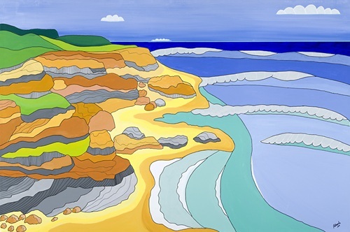 Acrylic Painting by Robert Wale titled Bronte Headland before Time