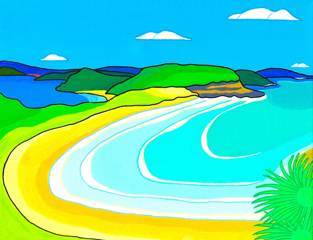Acrylic Painting by Robert Wale titled Palm Beach before Time