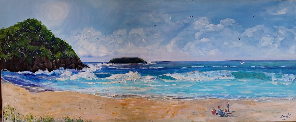Acrylic Painting by Diane Yousouf titled Zenith Beach