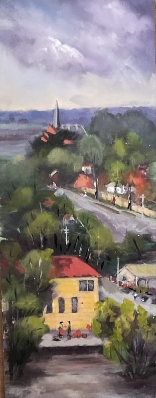 An Oil painting by Lyn Ellis in the Impressionist style  Buildings and Streets and titled Castlemaine Town