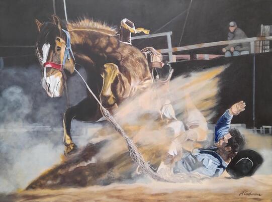 Acrylic Painting by Helen Cochrane titled Another One Bites the Dust