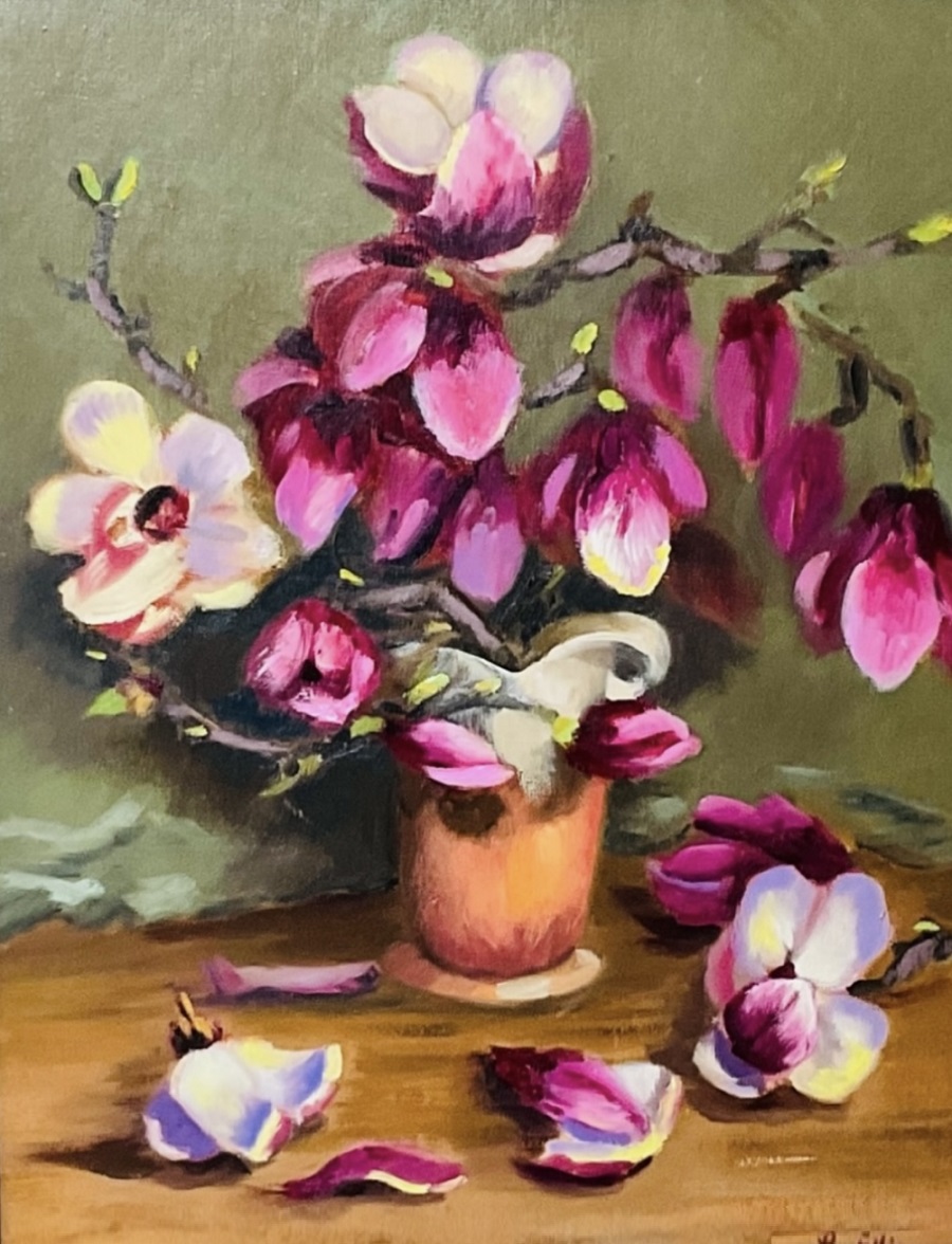  Painting by Lyn Ellis titled Pink Flowers